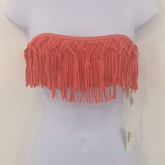 L*Space Watermelon Dolly Fringe Knotted Bandeau Bikini Top NWT Sz‎ S - Picture 2 of 6